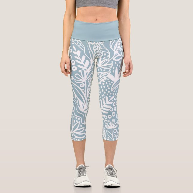 Leggings Capri Bleu Poudre Floral (Recto)