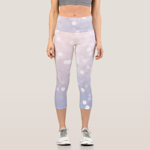 Leggings Capri Bleu rose doux Pastel pétillant bokeh Abstrait