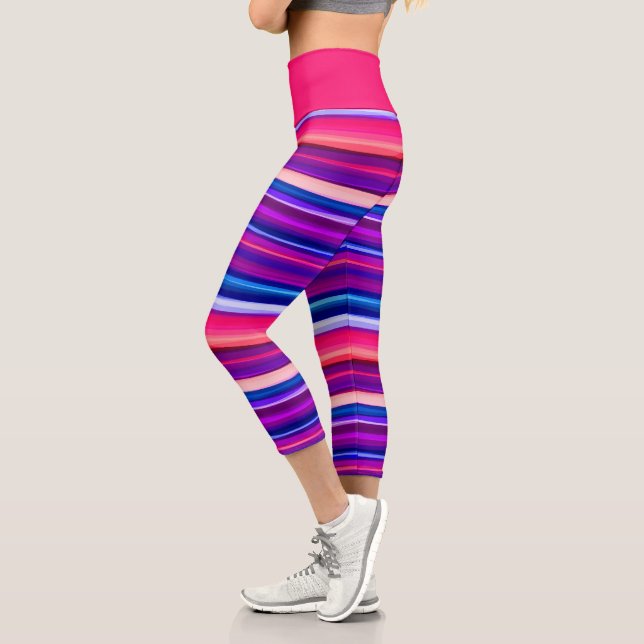 Leggings Capri Bleu, rose et bleu Abstrait (Gauche)