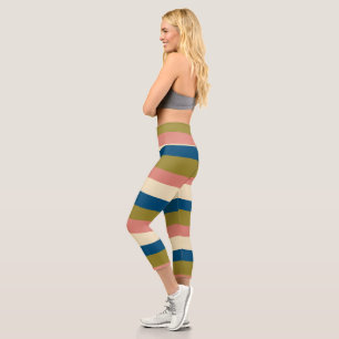 Leggings Capri Bleu, vert olive, rose et crème