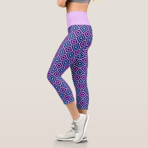 Leggings Capri Bleu vibre violet Lilac Diamond Motif Sports