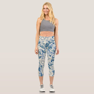 Leggings Capri Bleu Vintage Floral Asiatique : Chinoiserie Antiqu