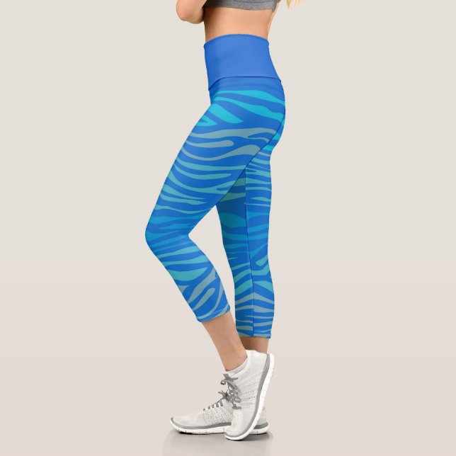 Leggings Capri Bleu zèbre rayures (Gauche)