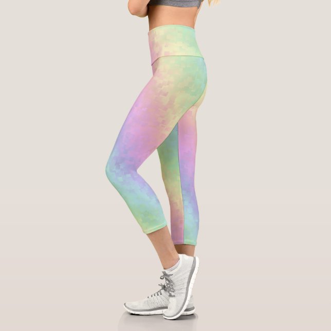 Leggings Capri Blocs dans Pastel Colors 3D Rainbow Art (Gauche)
