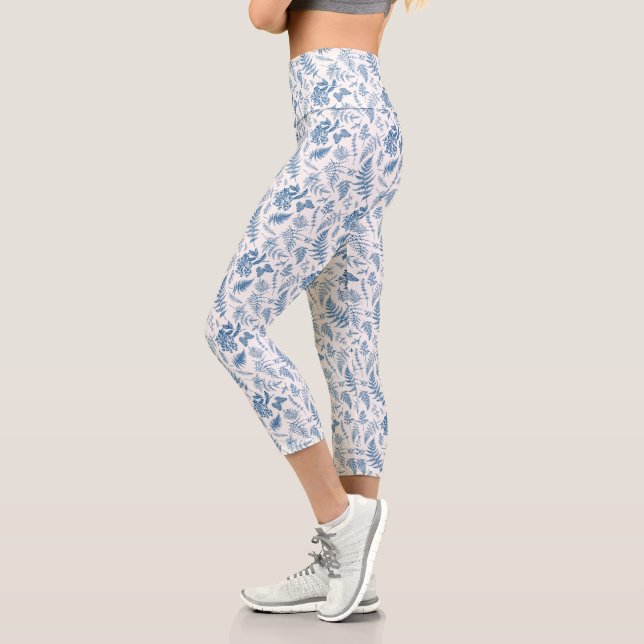 Leggings Capri Blue Garden Butterfly & Floral Garden Motif (Gauche)