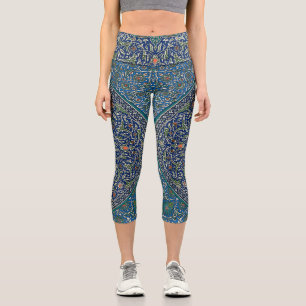 Leggings Capri Blue Green Orange Turquoise Ornat Motif arabe
