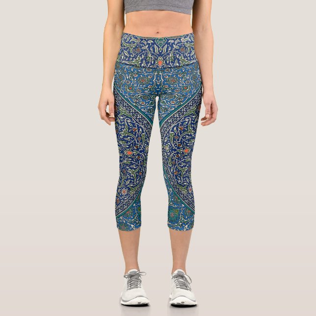 Leggings Capri Blue Green Orange Turquoise Ornat Motif arabe (Recto)