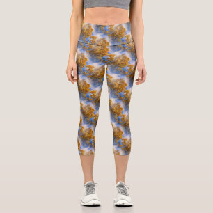 Leggings Capri Blue Sky Automne Feuilles Nature Art