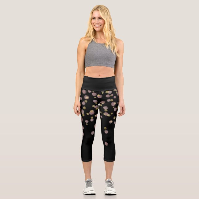 Leggings Capri Blush Gold Overlay Confetti Noir  (Recto)