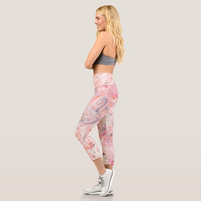 Leggings Capri Blush rose, gris et marbrage violet (Gauche)