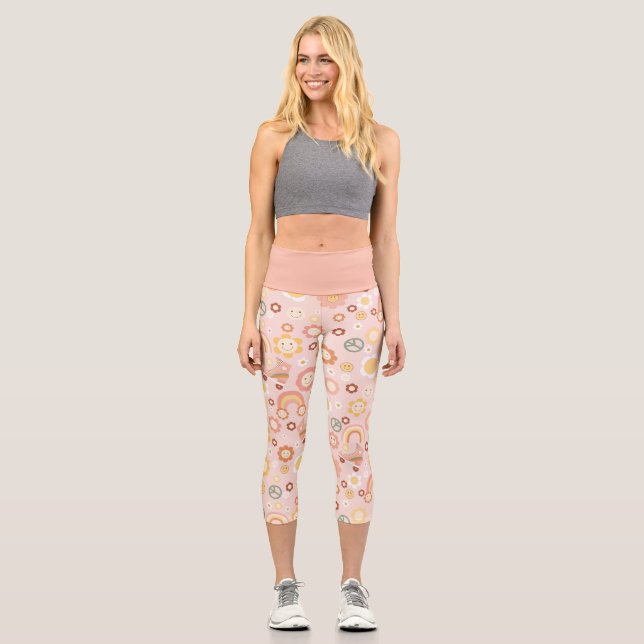 Leggings Capri boho retro hippie super pastel (Recto)