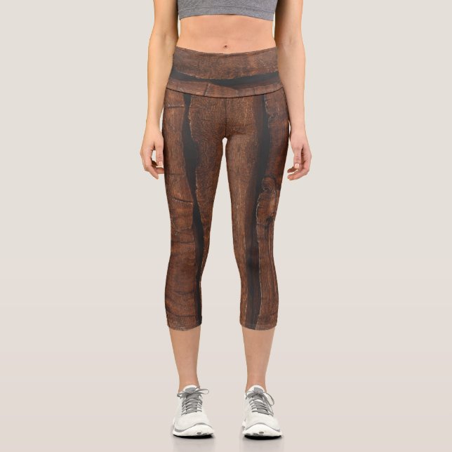 Leggings Capri Bois vieux brun foncé rustique (Recto)