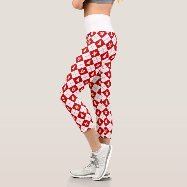 Leggings Capri Boîtes cadeaux et Motif des arbres de Noël (Gauche)
