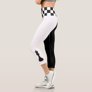 Leggings Capri Bold Chess Queen Chess Board Yoga