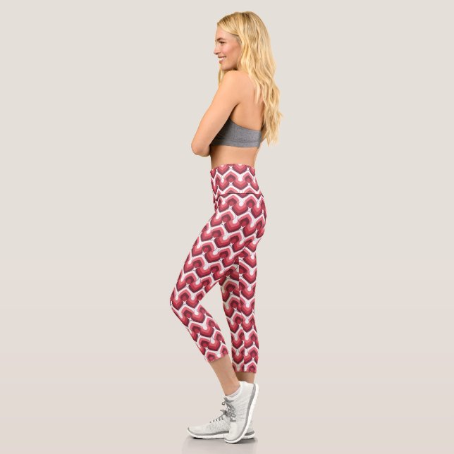 Leggings Capri Bold Retro Modern Motif in Pinks (Gauche)
