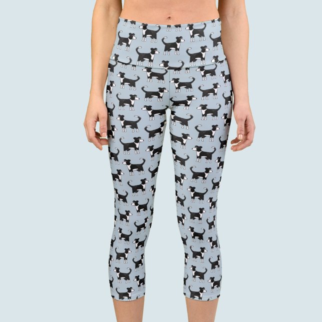 Leggings Capri Bordure mignonne galloise Collie Cheep Chien Motif (Welsh Border Collie Sheepdog capri yoga pants for dog lovers)