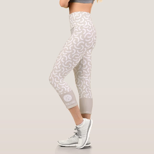 Leggings Capri Boucles de mood Abstraites Pickleball personnalisé (Gauche)
