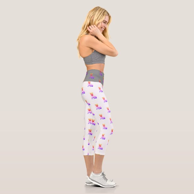 Leggings Capri Bouledogue français néon French Bulldog (Droite)