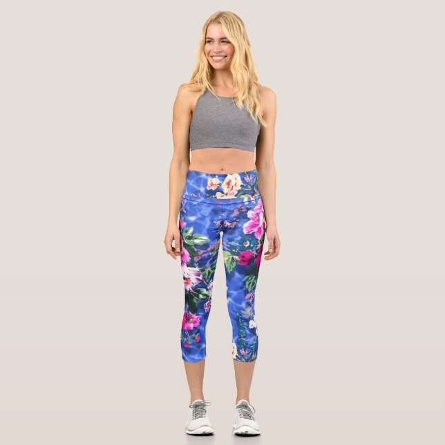 Leggings Capri Bouquets avec roses (Recto)