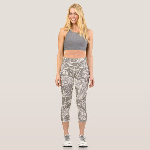 Leggings Capri Bouton de fiancé de William Morris damassé antique