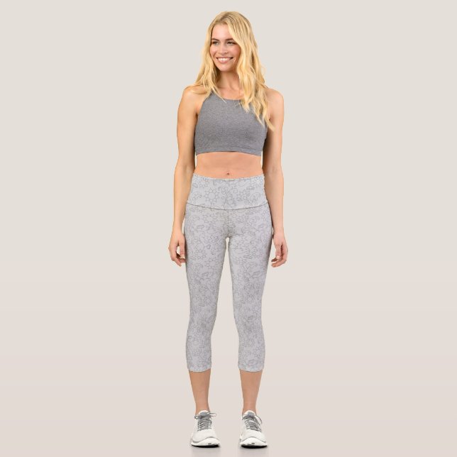 Leggings Capri Bracelet de montre Apple moderne gris abstrait (Recto)