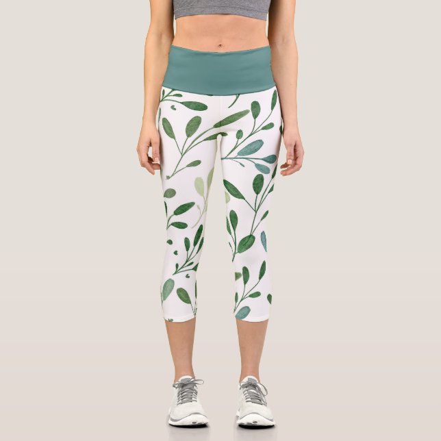 Leggings Capri Branches d'olivier de printemps (Recto)