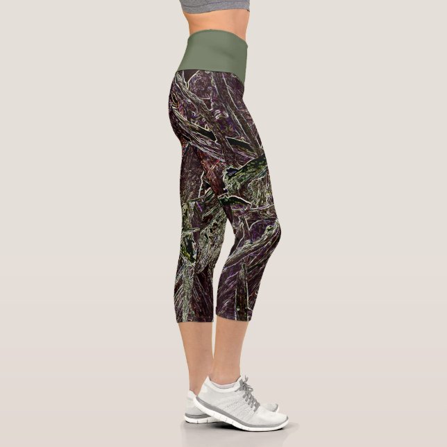 Leggings Capri Branches Emmêlées Abstrait 101 Capri Vert (Droite)