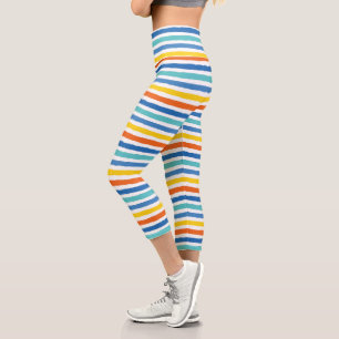 Leggings Capri Bright Beach Striped Motif