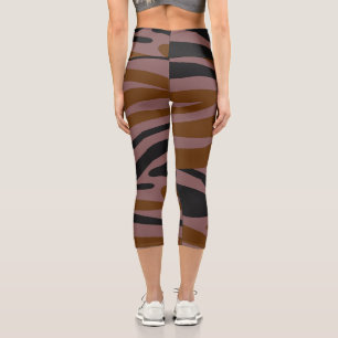 Leggings Capri Brown noir néon rayé