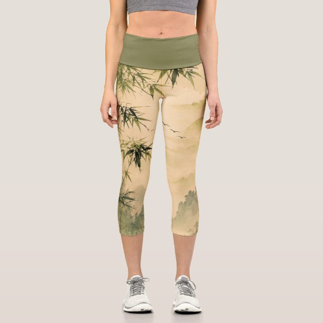 Leggings Capri Brume de bambou sage (Recto)