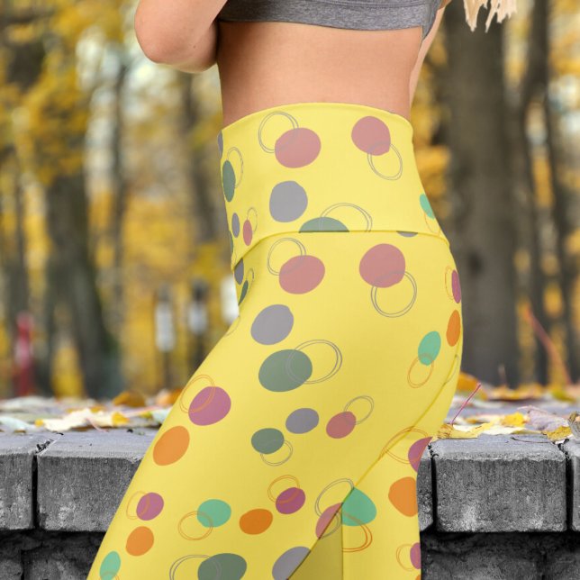 Leggings Capri Bubbles jaunes colorés Motif Yoga (Bubbly Bubbles on Corn Capri Leggings)