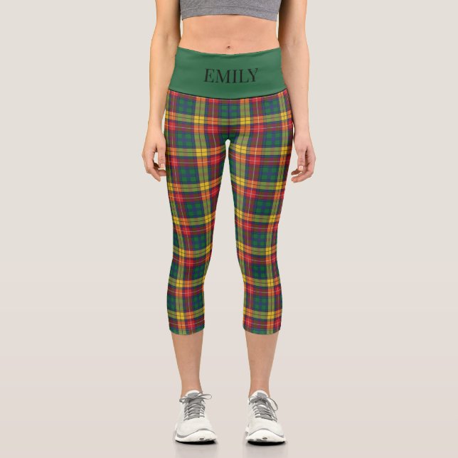 Leggings Capri Buchanan Scottish Plaid Red Green Yellow Ajouter N (Recto)