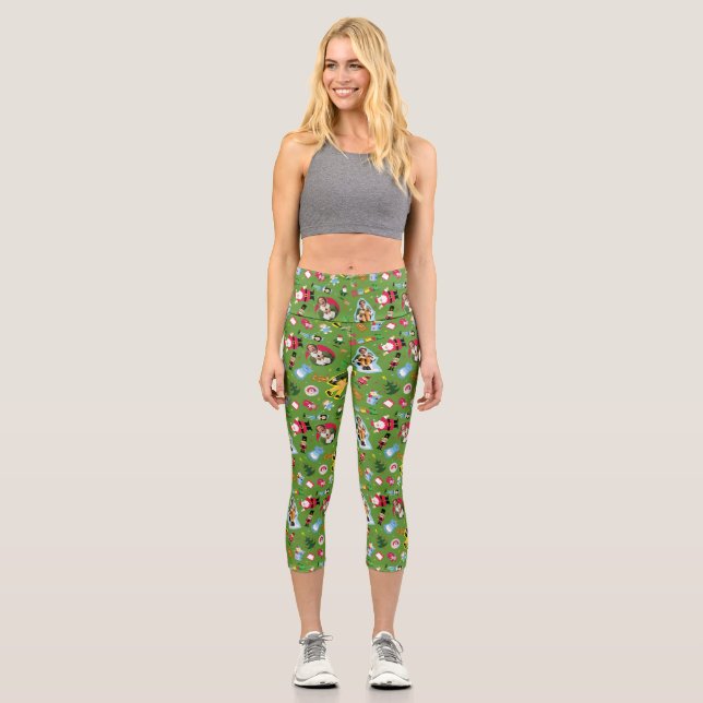 Leggings Capri Buddy Elf et les icônes de Noël Motif (Recto)