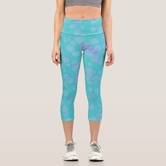 Leggings Capri Bulles turquoises (Recto)
