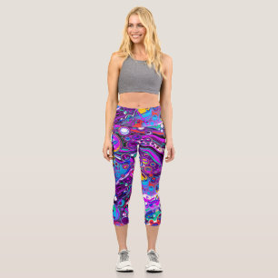Leggings Capri Bulles violettes, Bleues et colorées Abstraites
