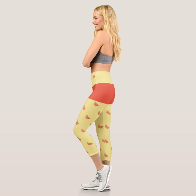 Leggings Capri Butterfly Yellow Monogram Moderne tendance fille m (Gauche)