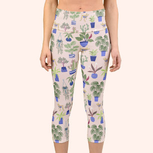 Leggings Capri Cactus Succulent rose pâle