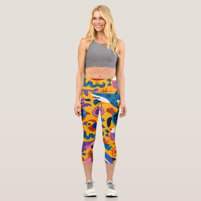 Leggings Capri Cadeau de capris taille haute Palm Breeze (Recto)