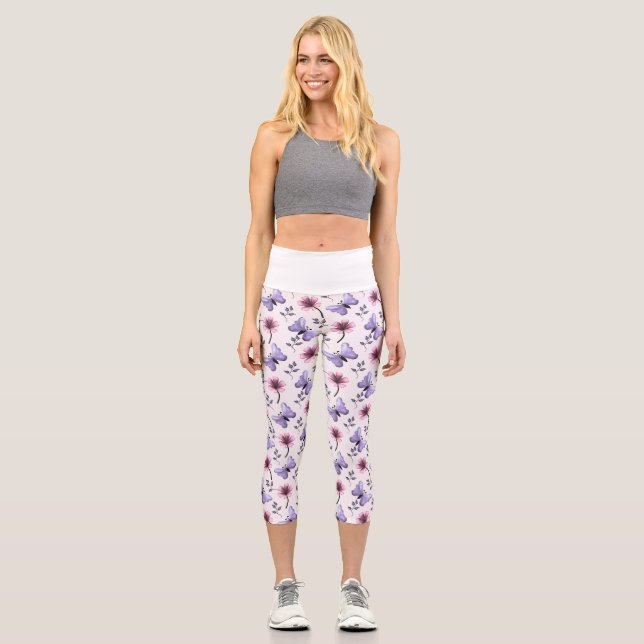 Leggings Capri Cadeau floral papillon de printemps   (Recto)