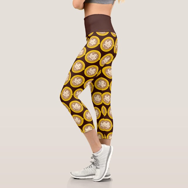 Leggings Capri Café au Lait Feuille d'Automne (Gauche)