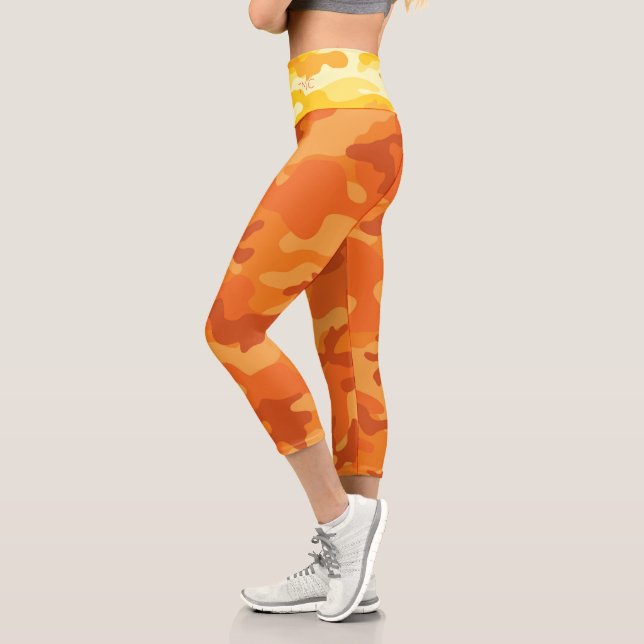 Leggings Capri Camo jaune INITIALS Orange Active Elle  (Gauche)
