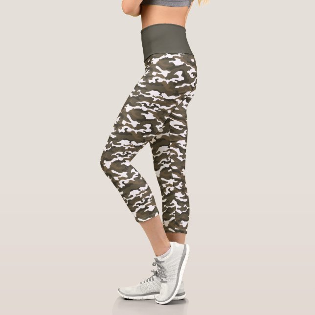 Leggings Capri Camouflage blanc et vert mignon (Gauche)