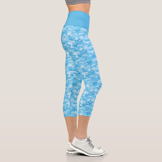 Leggings Capri Camouflage bleu bébé Capris haut taille (Droite)