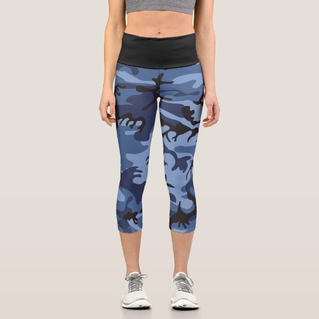 Leggings Capri Camouflage bleu marine, Militaire, Armée (Recto)
