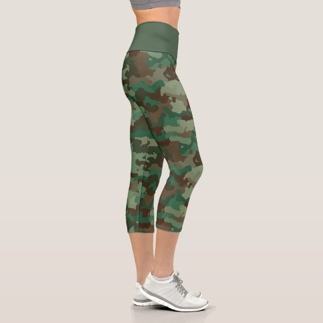 Leggings Capri Camouflage Brown Vert Capris haut taille (Droite)