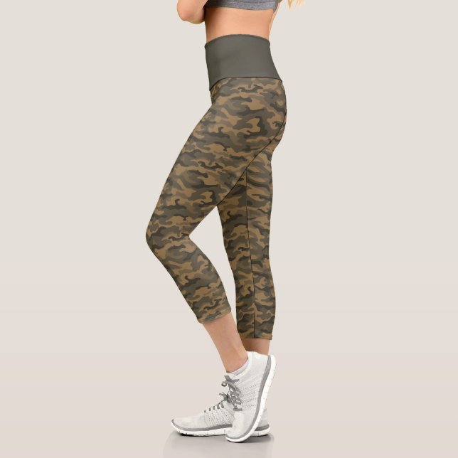 Leggings Capri Camouflage Camo Brown Cute Tan (Gauche)