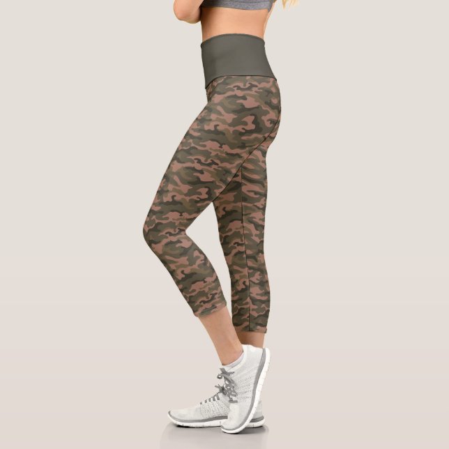 Leggings Capri Camouflage Camo Cute Mocha Mousse (Gauche)