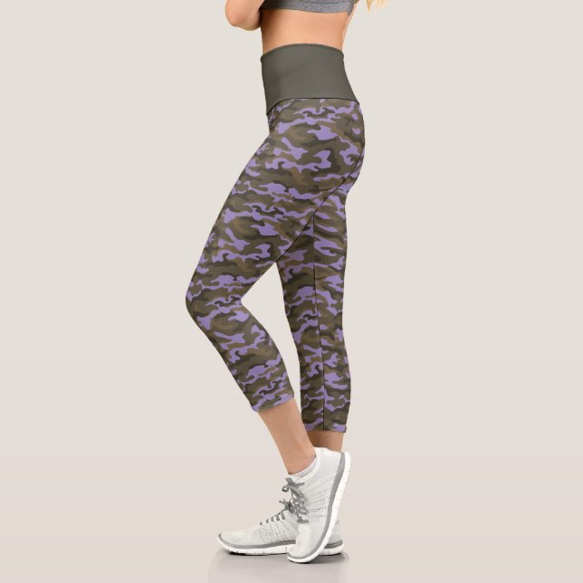 Leggings Capri Camouflage Camo violet mou (Gauche)