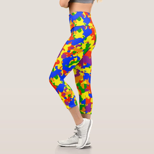 Leggings Capri Camouflage coloré arc-en-ciel amusant Camo (Gauche)