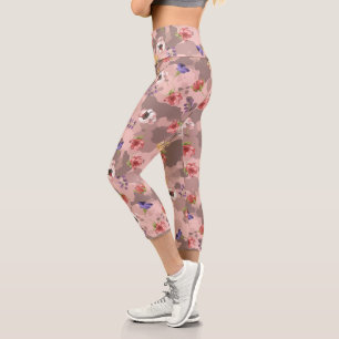 Leggings Capri Camouflage de l'armée de fleurs rose rose